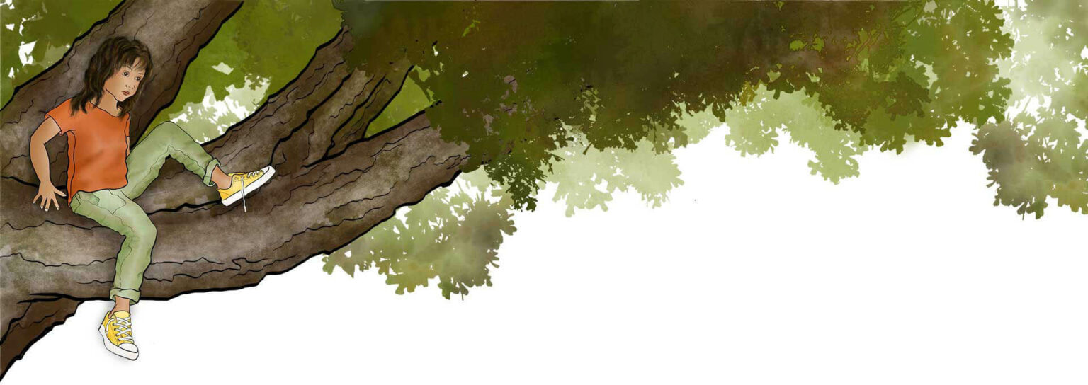 Lola in the tree banner of life-graphic